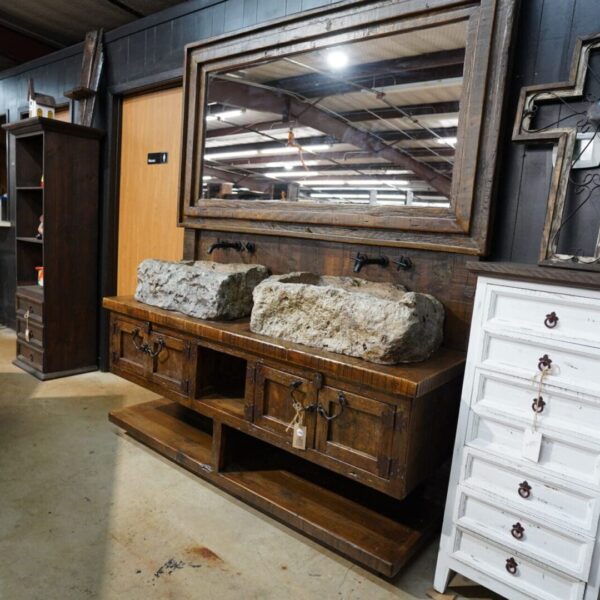 Custom Vanity  with Limestone Sinks